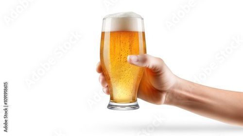 A Hand Holding a Glass of Cold Beer photo