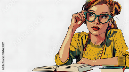 teacher with a white accent, pop-art, png