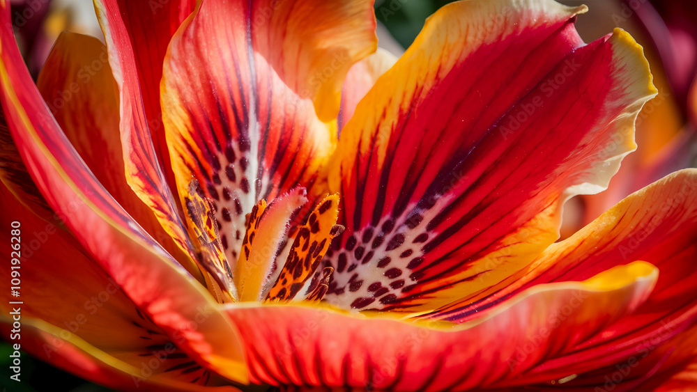 close up of red and yellow tulip close up of red and yellow tulip