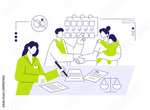 Reaching custody agreement abstract concept vector illustration.