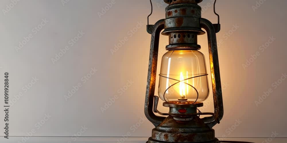 Old lamp on white background, 4K Video