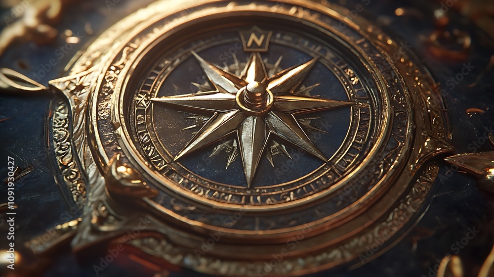 Obraz premium an ornate golden compass 