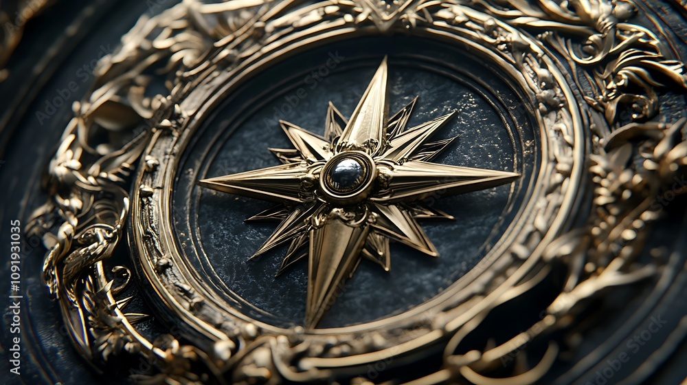 Fototapeta premium an ornate golden compass 