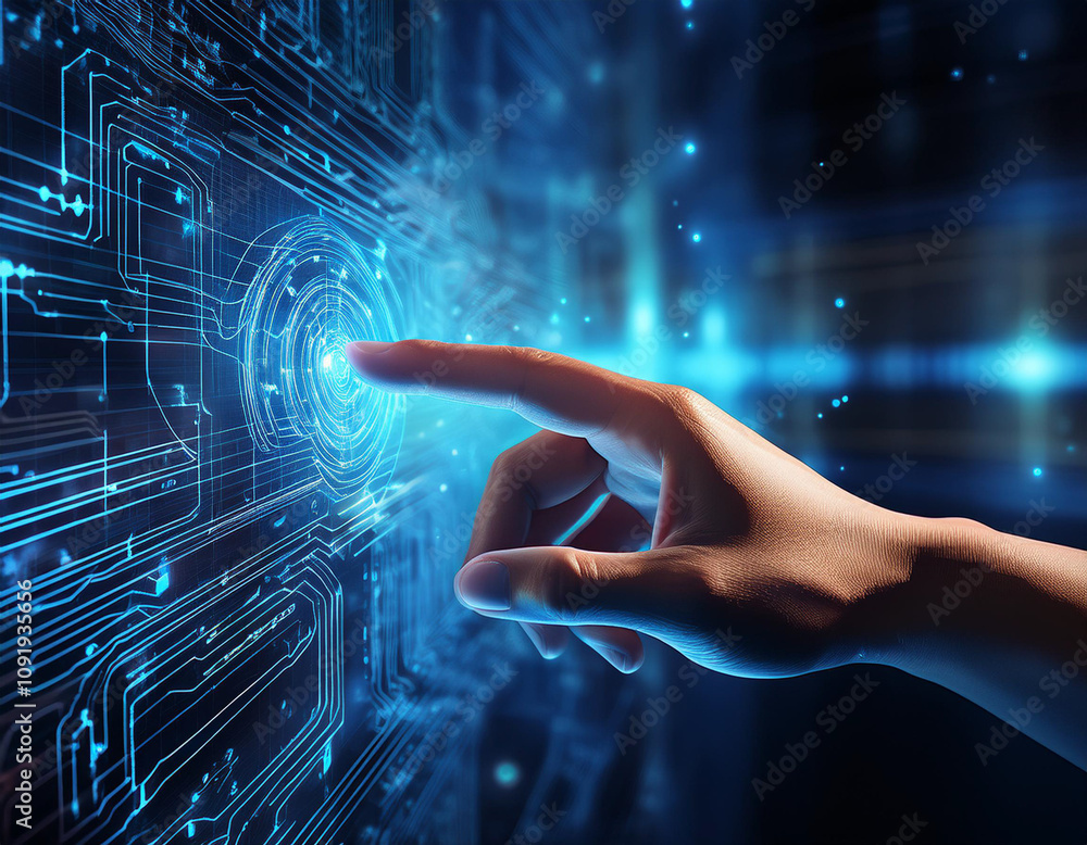Fototapeta premium Cyber security and technology theme image