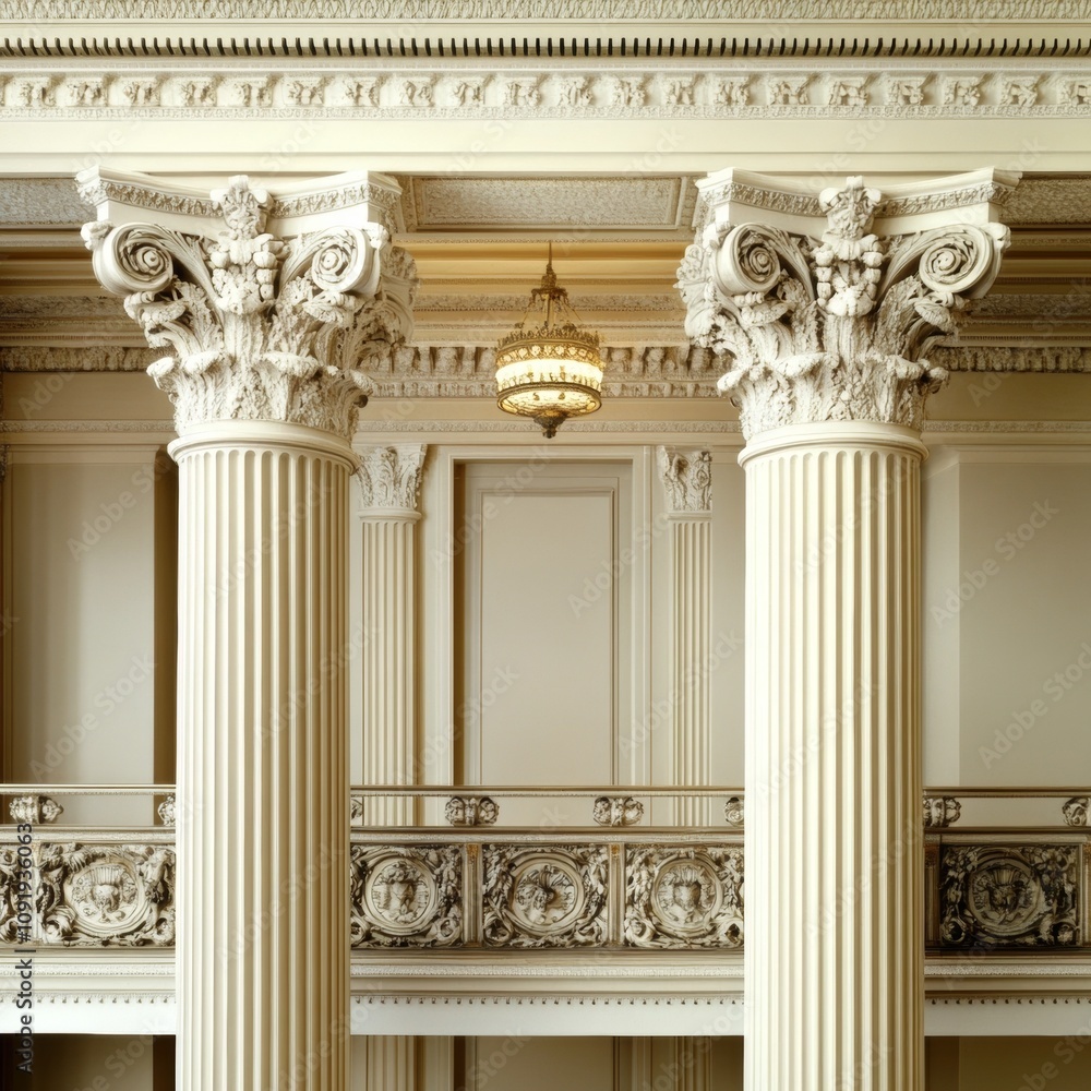 Naklejka premium Elegant columns with intricate architectural design.