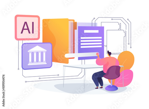 AI-Enhanced E-Discovery abstract concept vector illustration.