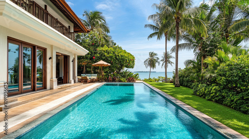 Wallpaper Mural modern swimming pool in a house. ai generative Torontodigital.ca