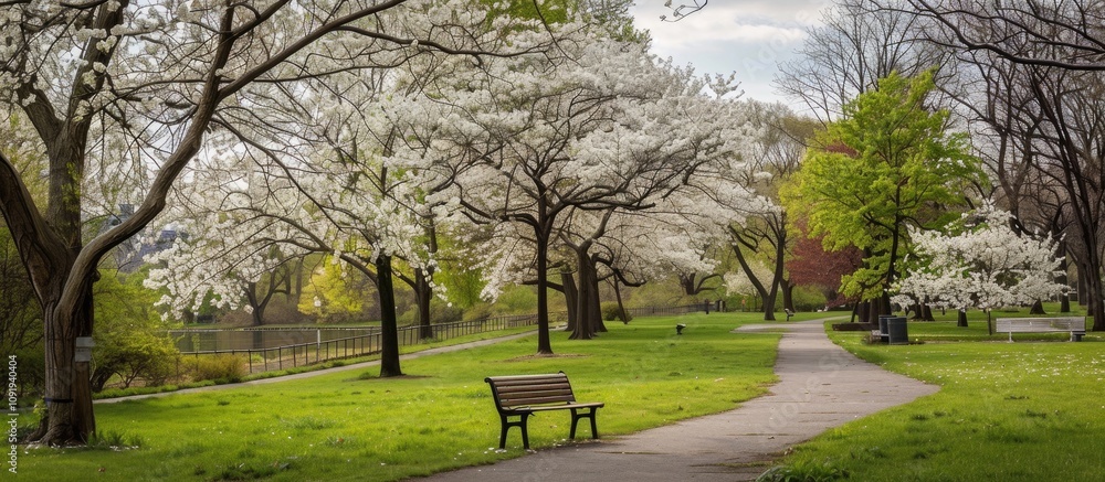 Fototapeta premium Cherry Blossoms Blooming in the Park