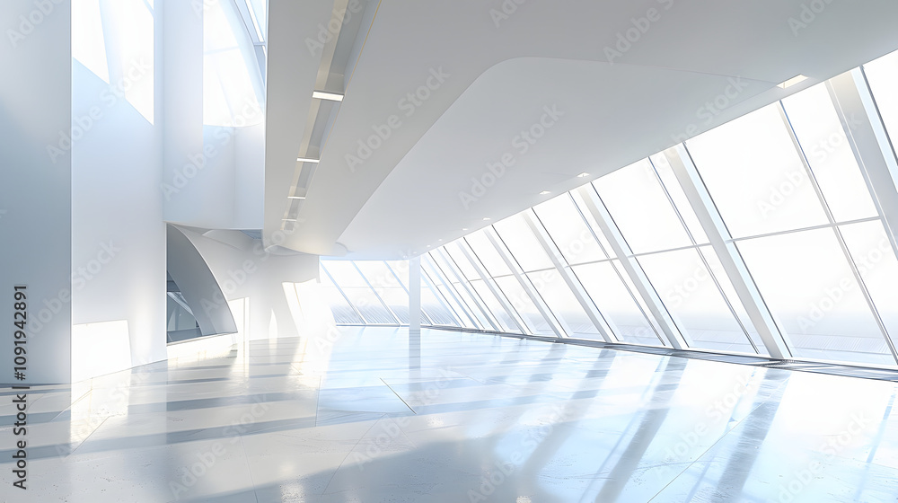 Obraz premium interior of a modern building in future with a white accent, minimalism, png