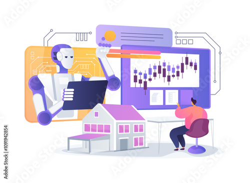 AI-Enhanced Market Analysis abstract concept vector illustration.