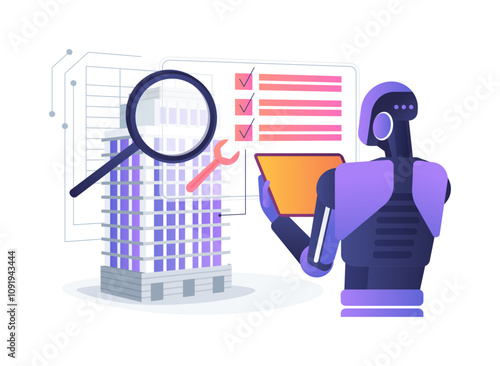 AI-Supported Property Inspection abstract concept vector illustration.