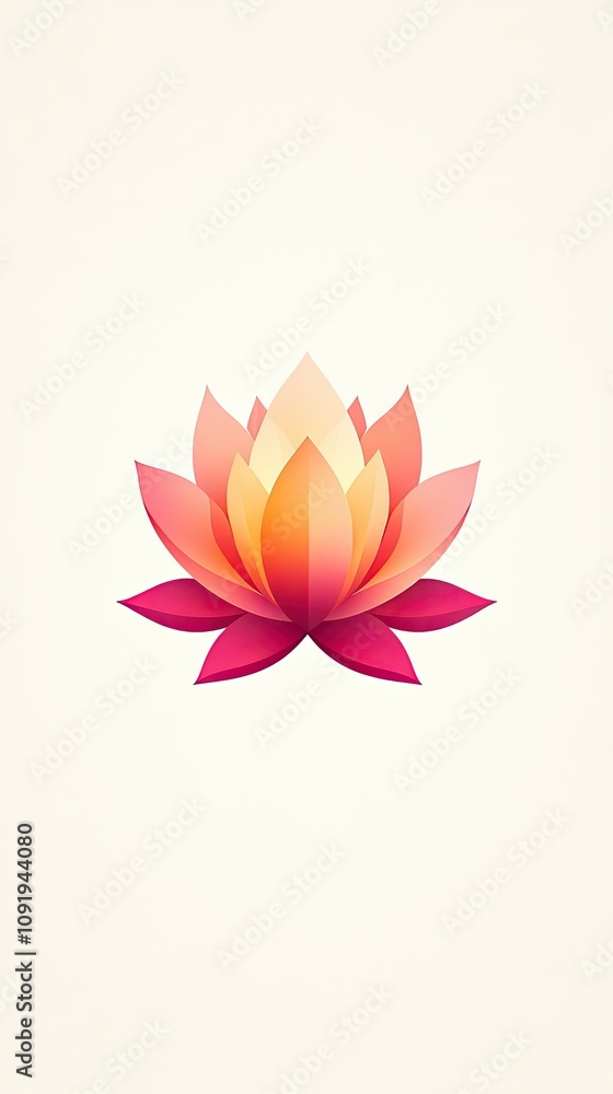 Fototapeta premium Elegant Floral Design in Simple Line Art Style, Showcasing a Stunning Flower with Gradients of Pink and Orange on a Soft Background for Modern Aesthetic Purposes