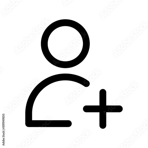 Add new user icon vector male person profile avatar with plus symbol, Add user profile icons. web vector icon	