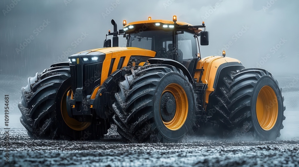 Modern tractor with advanced farming technology Modern tractor with advanced farming technology