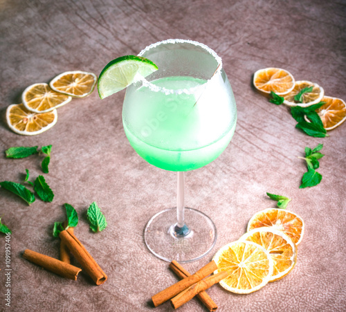 Wallpaper Mural Vibrant cocktails featuring fresh fruits, herbs, and ice, presented in stylish glassware. Perfect for nightlife themes, bar menus, or refreshing beverage concepts. Torontodigital.ca