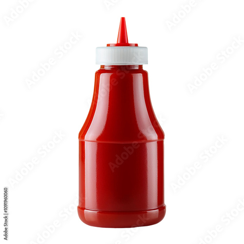 Ketchup bottle, front view, transparent background image