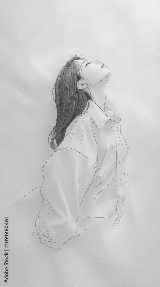 Fototapeta premium Woman in serene pose, capturing tranquility and peace.
