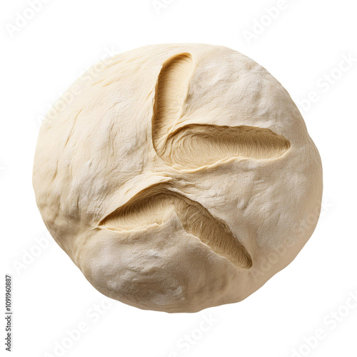 Fresh dough for bread, top view, transparent background image