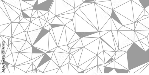 Gray and white combination line poly art background, line poly art texture background, crystal, minimalist mosaic