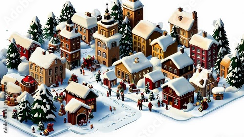 Christmas Market Map Maker Kit Isometric Christmas Market Town Elements Video photo