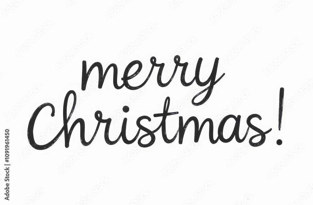 Fototapeta premium merry Christmas black hand lettering inscription. Inscription Merry Christmas in black letters on white background. Christmas Typographical on Xmas background. Merry Christmas card