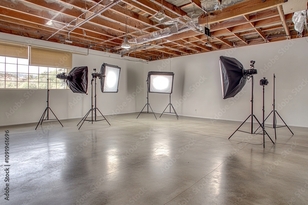 Fototapeta premium Modern Photography Studio with Lighting Equipment