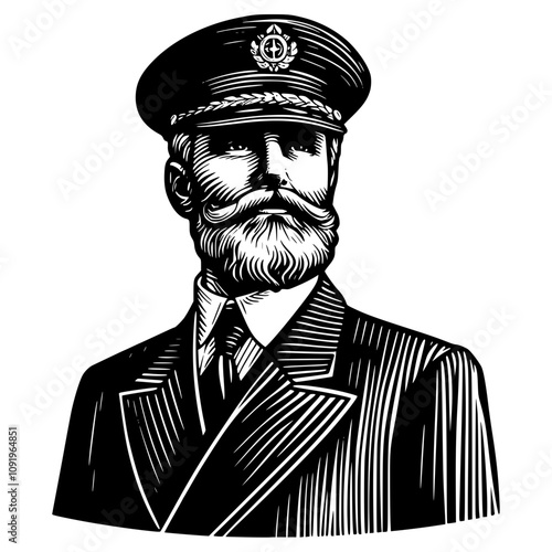Woodcut illustration of a sailor