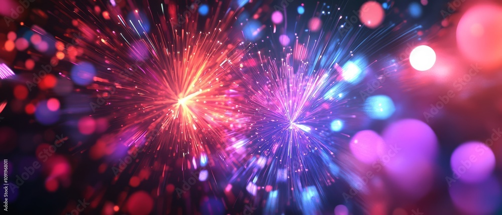 Fototapeta premium A vibrant explosion of colorful lights and particles, creating a mesmerizing visual effect that evokes energy and excitement.