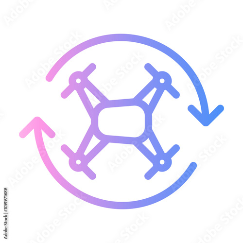 drone rotate Line Gradient Icon