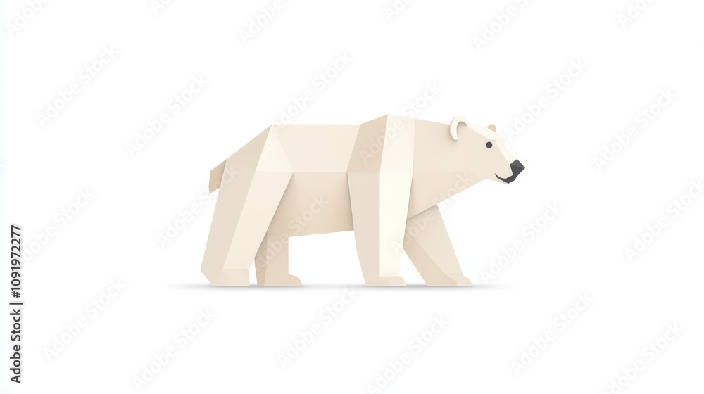 Fototapeta premium Abstract geometric polar bear illustration with minimalist design, perfect for environmental themes, wildlife conservation projects, and educational materials in creative formats.