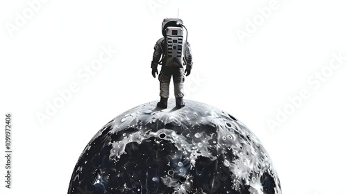 a astronaut standing on the moon with a white accent, png