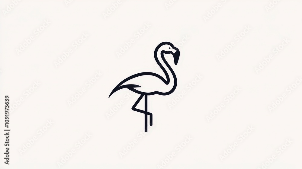 Fototapeta premium Elegant Minimalist Flamingo Line Art Illustration Perfect for Modern Decor, Branding, and Nature-Themed Designs Featuring a Stylish and Chic Design Element