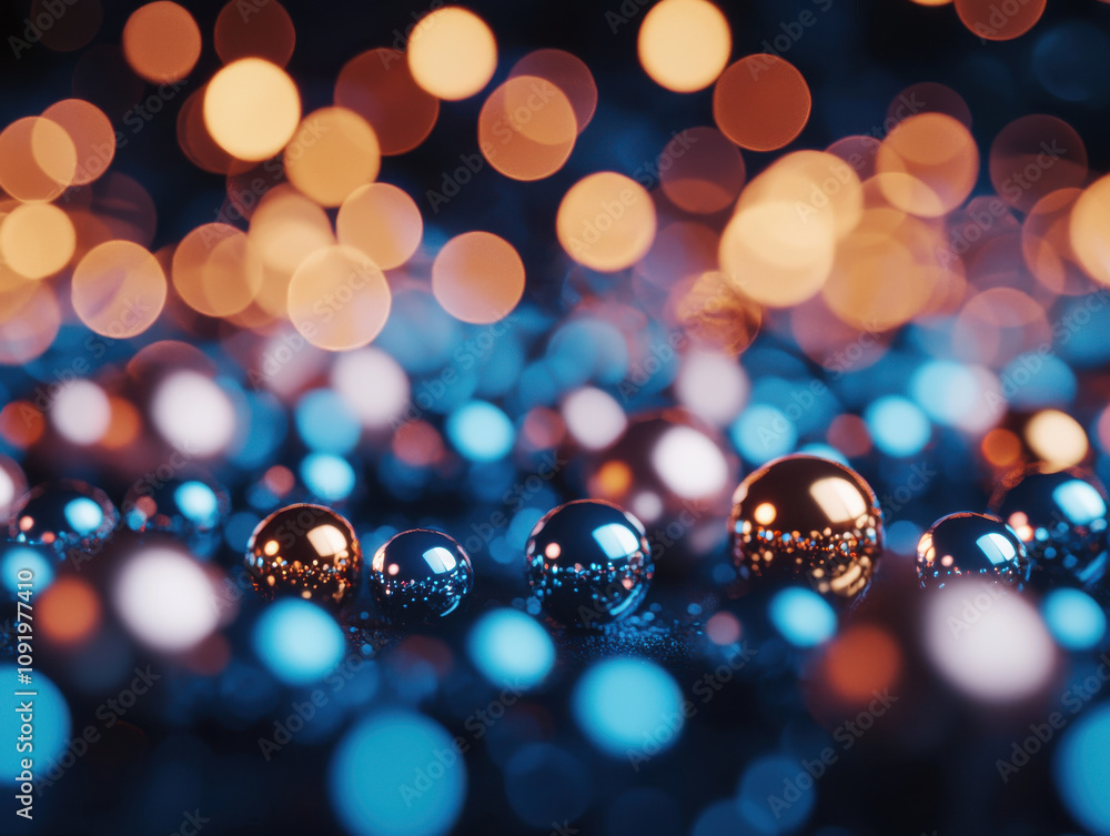 Vibrant spheres reflecting colorful lights in dreamy atmosphere Vibrant spheres reflecting colorful lights in dreamy atmosphere