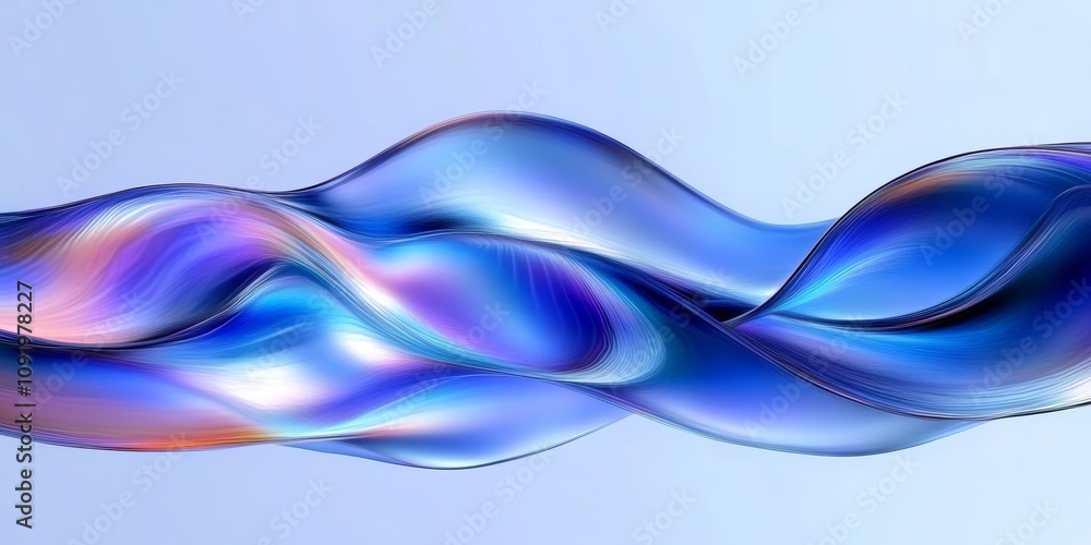 Naklejka premium Iridescent Wavy Background Design Fluid Abstract 3D Render