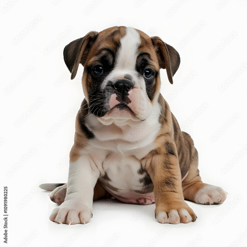 Obraz premium bulldog puppy, isolated on white with a white accent, detailed, png