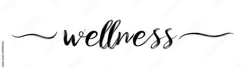 Fototapeta premium Minimalist Black Cursive Wellness Text with Wavy Underline Vector