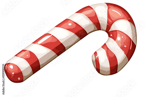 A colorful striped candy cane, typically associated with festive celebrations.