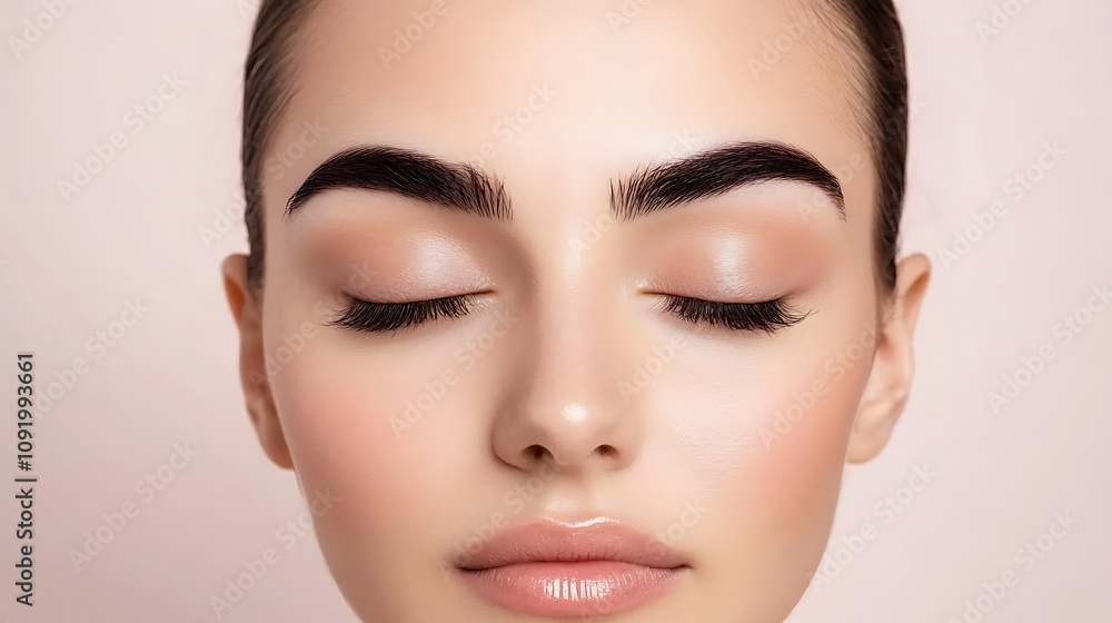 Fototapeta premium Beauty rituals unveiled skincare techniques studio setting portrait photography calm environment close-up concepts