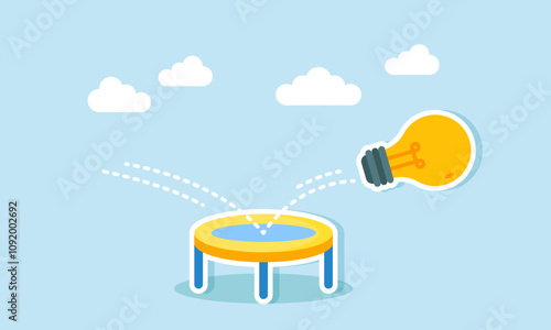 A light bounces and rebounds off a trampoline, illustration of the increasing need for business ideas and innovation
