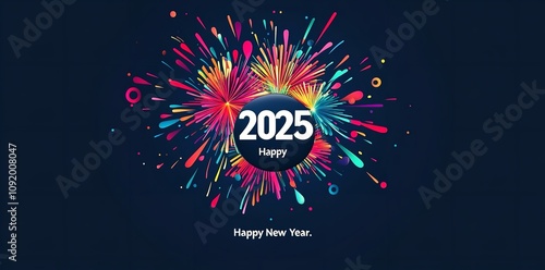  Happy New Year 2025 background image and use it as your wallpaper, poster, and banner design. photo