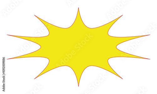 starburst yellow speech bubbles or baloon for comic design illustration. Comic burst, bursting star sticker, vector boom or explotion. communication concept