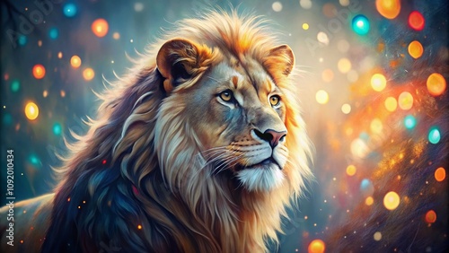 Captivating Bokeh Effect Lion Sketches with Artistic Flair and Vibrant Colors for Stunning Wall Art and Home Decor Inspiration photo