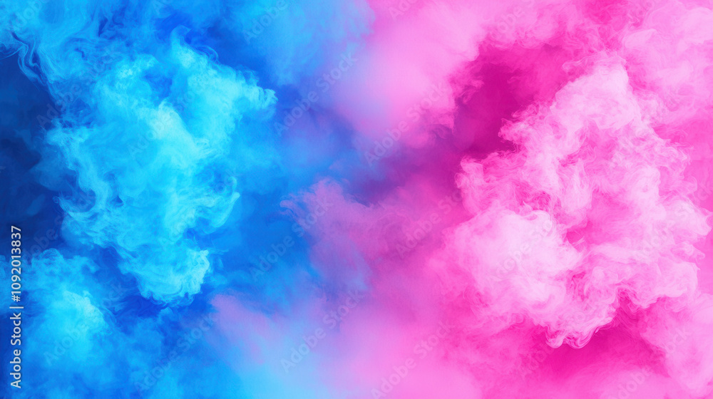 Fototapeta premium Vibrant blue and pink smoke clouds create dynamic abstract background