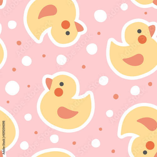 Cute pastel pink kids bathroom towel design with bubbles and dots, children fabric and textile seamless pattern print. Baby girl kawaii animals background