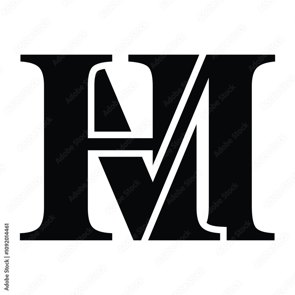 HM letter black logo icon template 1