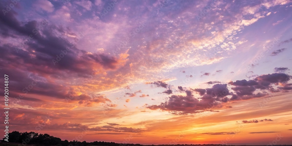 Fototapeta premium Abstract watercolor sunset sky background with warm orange hues blending into soft purple tones, abstract art, abstract, gradient sky, serene landscape