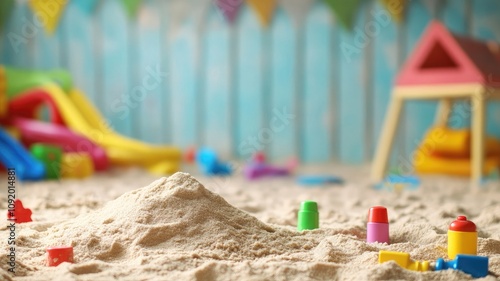 Wallpaper Mural Colorful toys scattered in sandy playground setting Torontodigital.ca