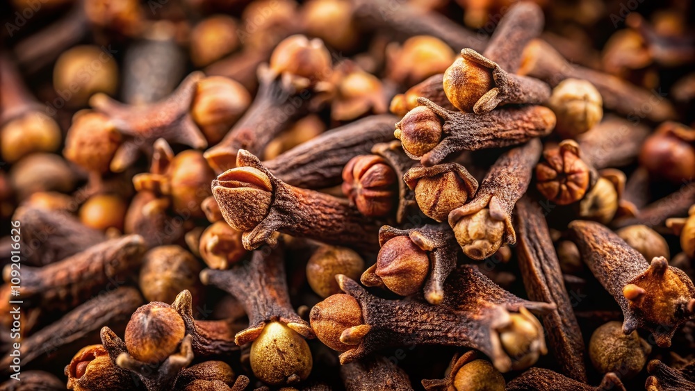 Obraz premium Captivating Clove Spice Portrait: A Close-Up Exploration of Aromatic Cloves, Showcasing Their Rich Color and Textural Details for Culinary and Wellness Enthusiasts