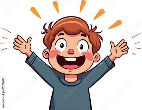 Excited Cartoon Boy