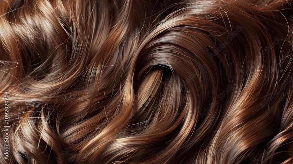 Naklejka premium Close-up of Brown Wavy Hair